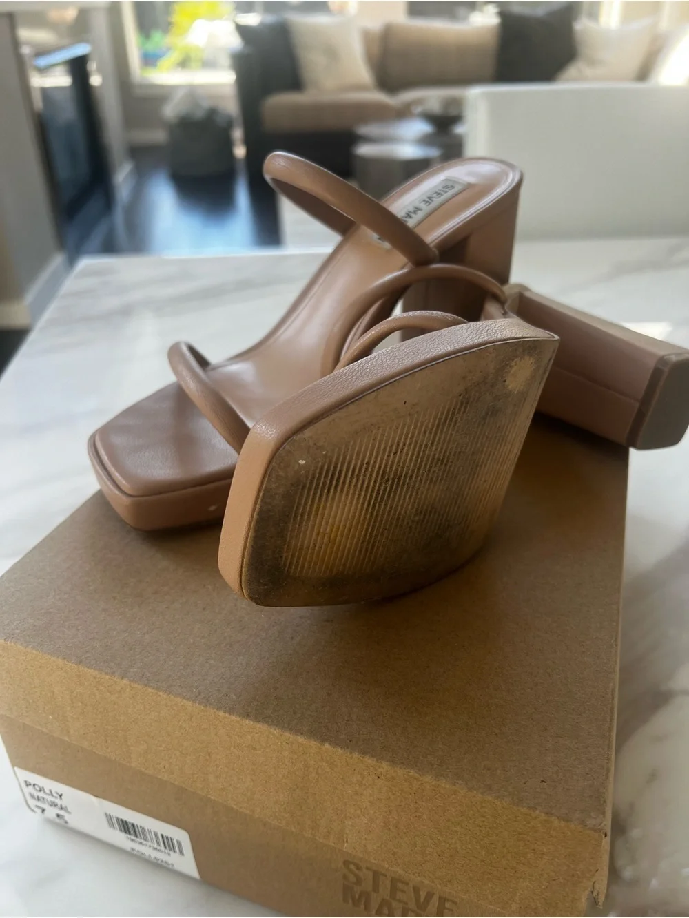 Steve Madden Cognac Double-Strap Block Heel Sandals